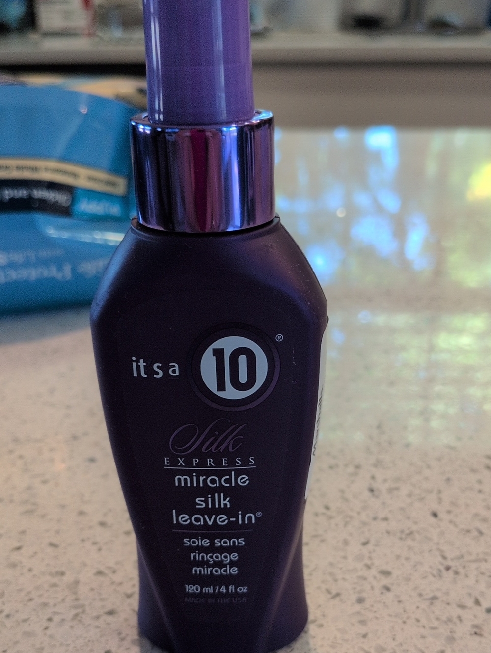 It’s a 10 Silk Express Miracle Silk Leave-In Hair Purple Bottle